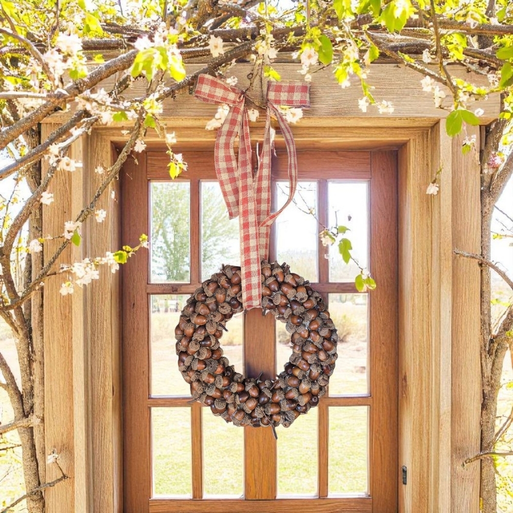 Charming Acorn Wreath with‎ Red Ribbon